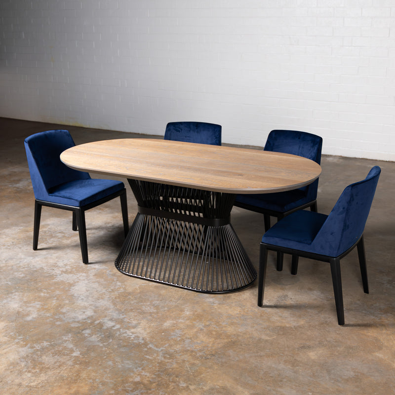 Oak Silver Grey Racetrack Dining Table (Quick Ship)