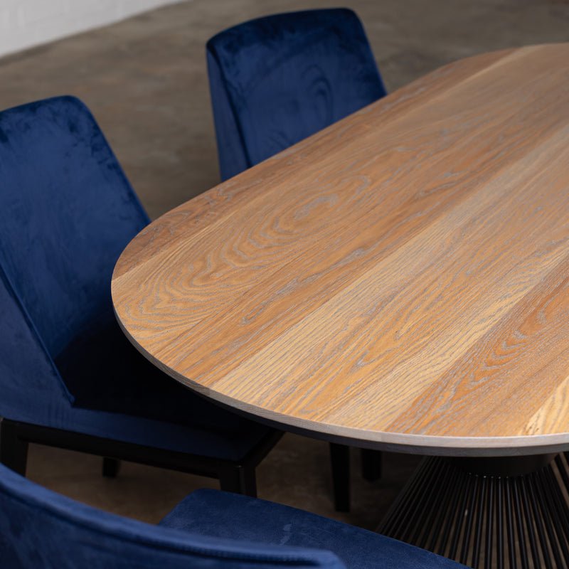 Oak Silver Grey Racetrack Dining Table (Quick Ship)