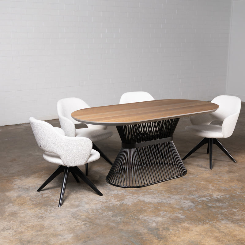 Oak Silver Grey Racetrack Dining Table (Quick Ship)