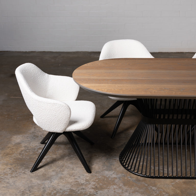 Oak Silver Grey Racetrack Dining Table (Quick Ship)