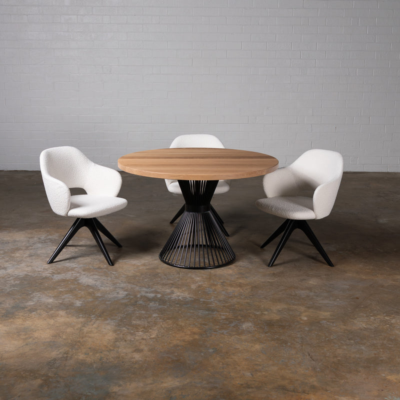 Oak Light White Circular Dining Table (Quick Ship)