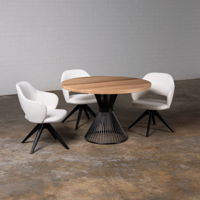 Oak Light White Circular Dining Table (Quick Ship)