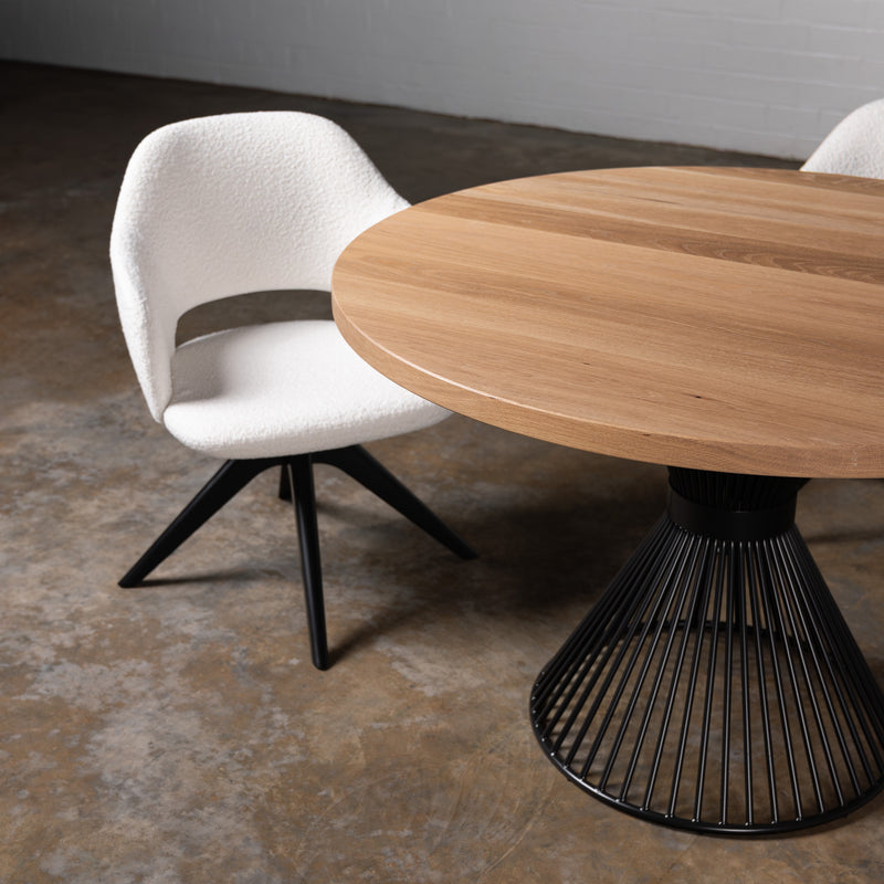 Oak Light White Circular Dining Table (Quick Ship)