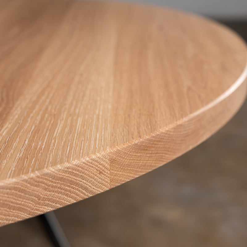 Oak Light White Circular Dining Table (Quick Ship)