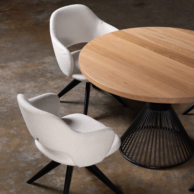 Oak Light White Circular Dining Table (Quick Ship)