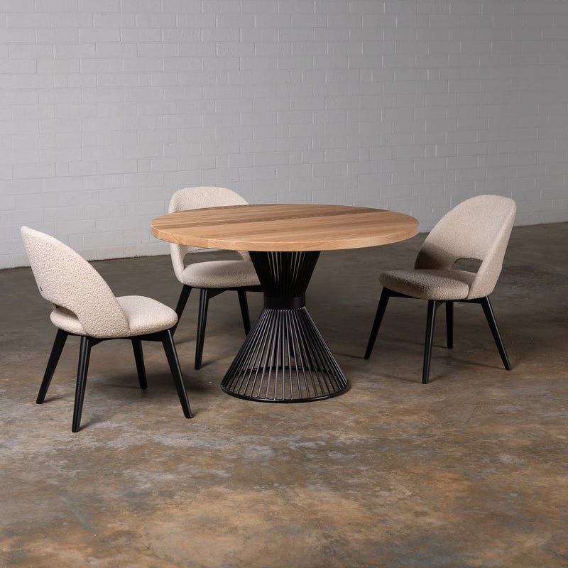 Oak Light White Circular Dining Table (Quick Ship)