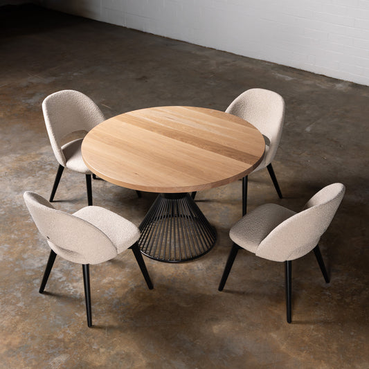 Oak Light White Circular Dining Table (Quick Ship)