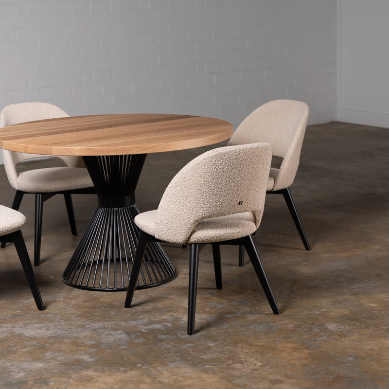 Oak Light White Circular Dining Table (Quick Ship)
