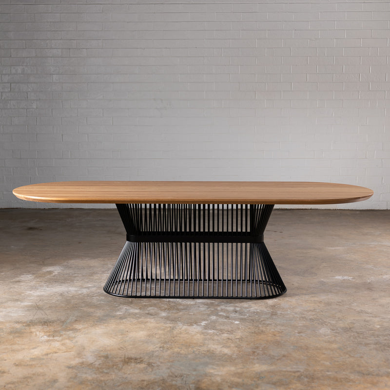 Oak Light White Racetrack Dining Table (Quick Ship)