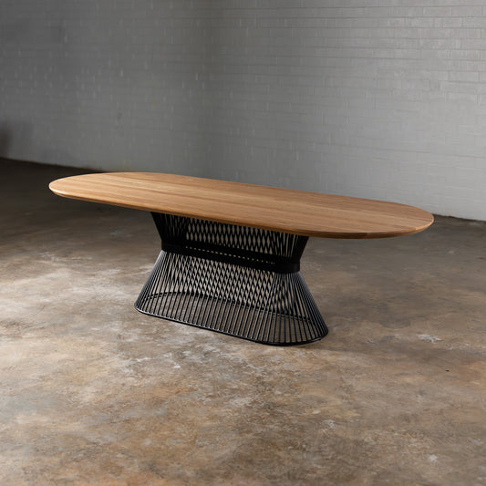Oak Light White Racetrack Dining Table (Quick Ship)
