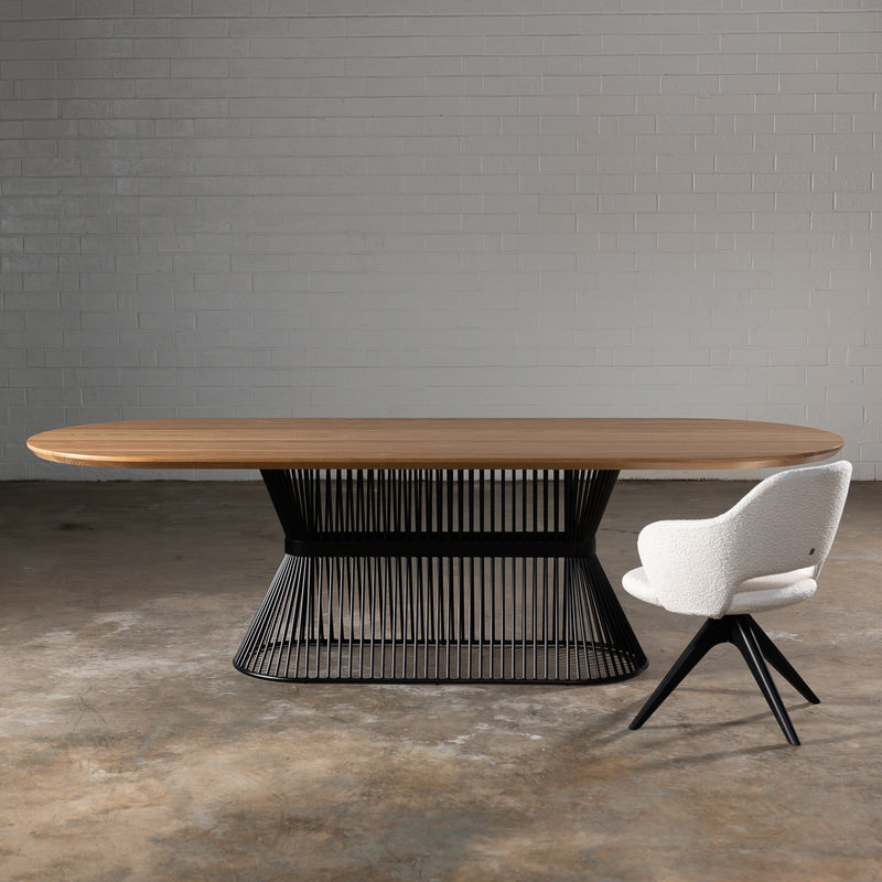 Oak Light White Racetrack Dining Table (Quick Ship)