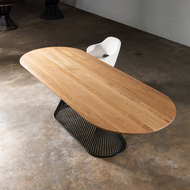 Oak Light White Racetrack Dining Table (Quick Ship)