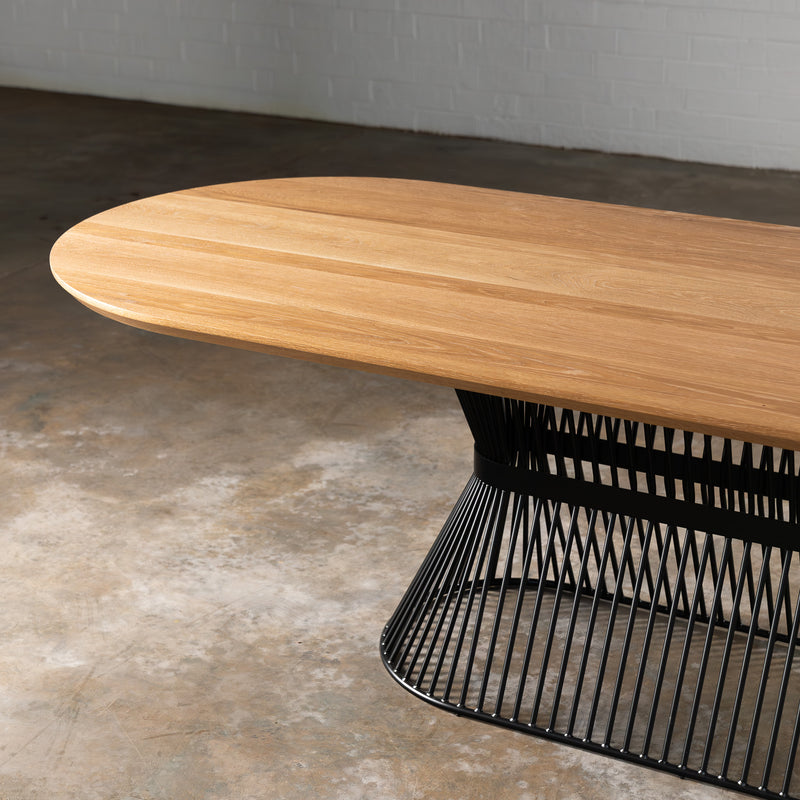Oak Light White Racetrack Dining Table (Quick Ship)