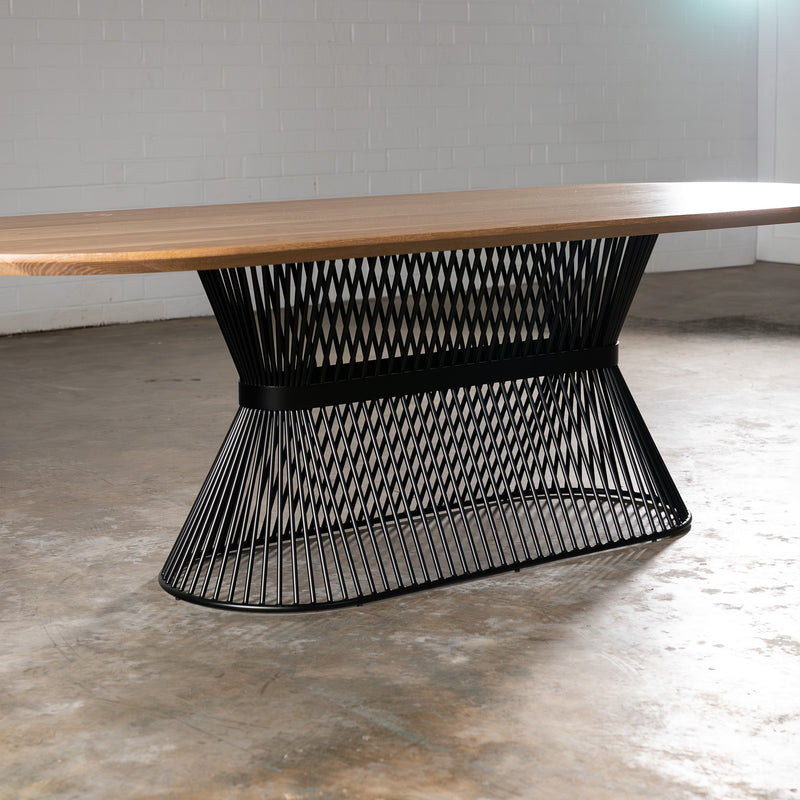 Oak Light White Racetrack Dining Table (Quick Ship)