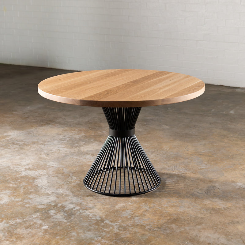Oak Light White Circular Dining Table (Quick Ship)