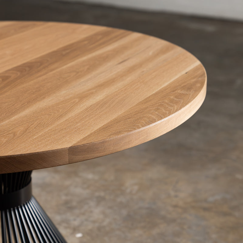 Oak Light White Circular Dining Table (Quick Ship)