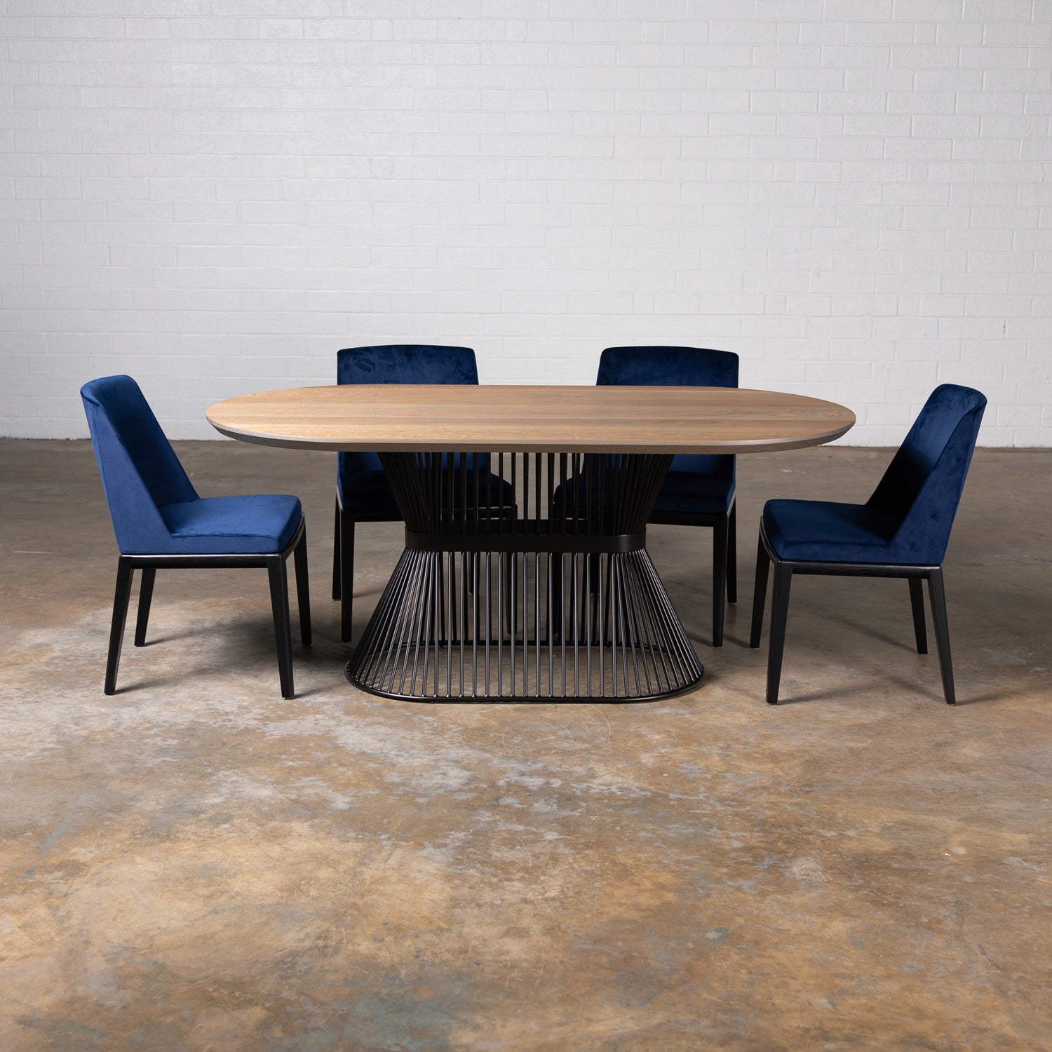 Oak Silver Grey Racetrack Dining Table (Quick Ship)