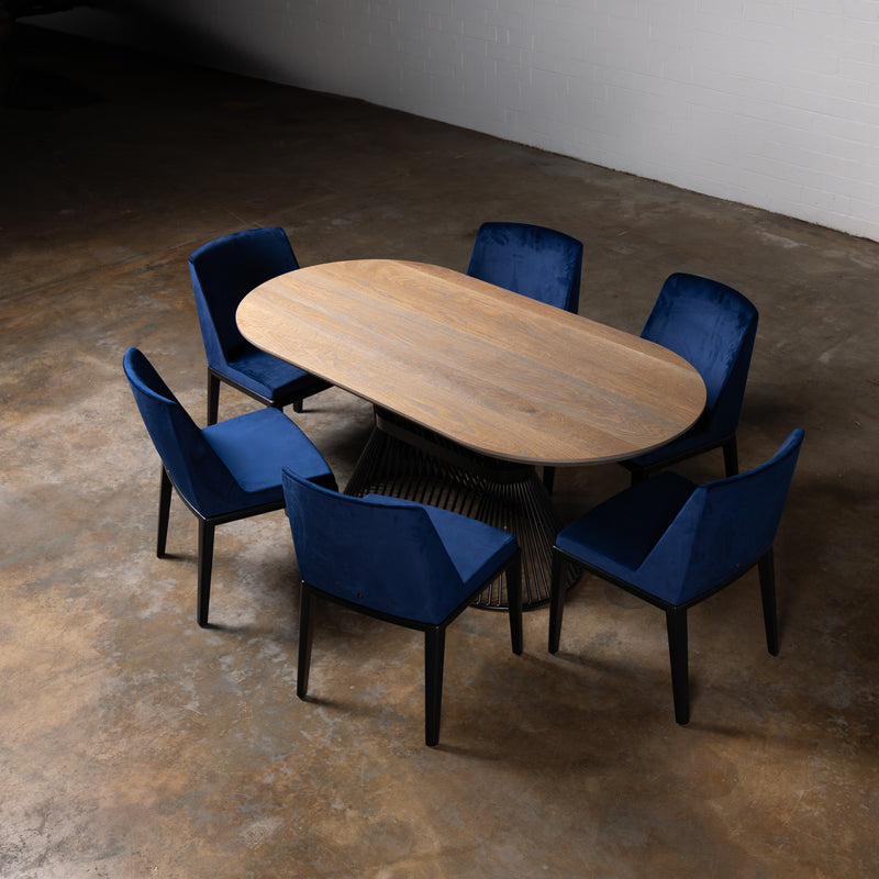 Oak Silver Grey Racetrack Dining Table (Quick Ship)