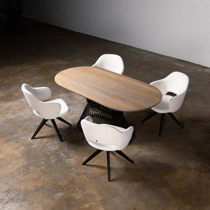 Oak Silver Grey Racetrack Dining Table (Quick Ship)