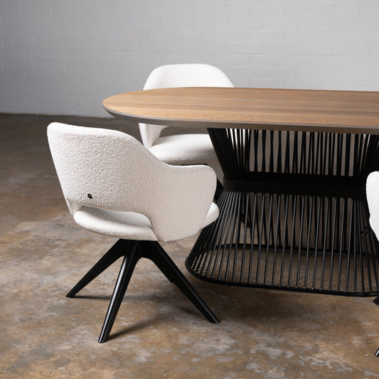 Oak Silver Grey Racetrack Dining Table (Quick Ship)