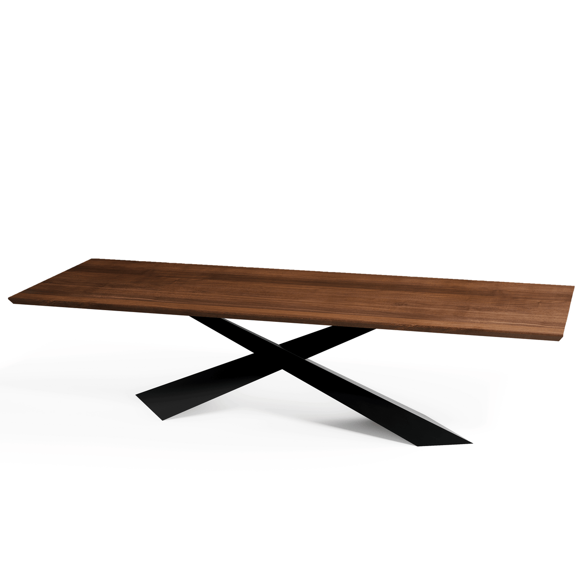Natural Solid Walnut Ares Dining Table with Metal Base – Sarizza